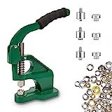 PIKWO Hand Press Heavy Duty Eyelet Grommet Machine Rivet Press Punch Tool Kit with 3 Dies and 900 Pcs Grommets Self Piercing Grommet Maker Labor Saving Corsetry Class Recommended