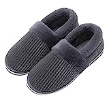 Aniywn Womens Mens Comfy Memory Foam Slippers Lightweight Slippers Faux Fur Non-Slip House Shoes for Indoor & Outdoor Men,grey 12