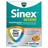 Vicks Sinex SEVERE, All-In-One Sinus Relief, Non-Drowsy, Sinus Decongestant for Fast Relief of Pain, Pressure, Headache, and Congestion, 24 LiquiCaps