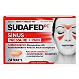 Sudafed PE Sinus Pressure + Pain Relief Maximum Strength Non-Drowsy Decongestant, 24 Count